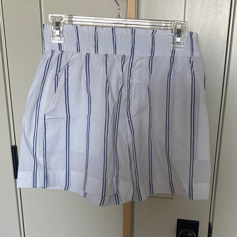 Aerie White Shorts with Blue Stripes